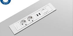 Filex - Power Desk Insert - 2x 230V + 2x USB Charger + 1x keystone - 50Cm GST18 - Wit/Alu